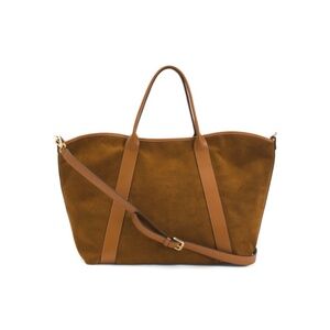 AMERAI Made In Italy Suede Leather Trim Tote